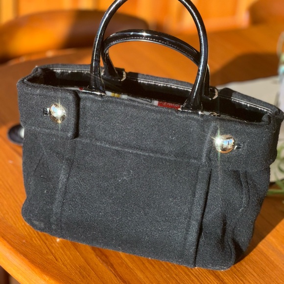 🖤 Kate Spade New York Black Italian Wool Felt Top Handle Tote - Picture 2 of 10